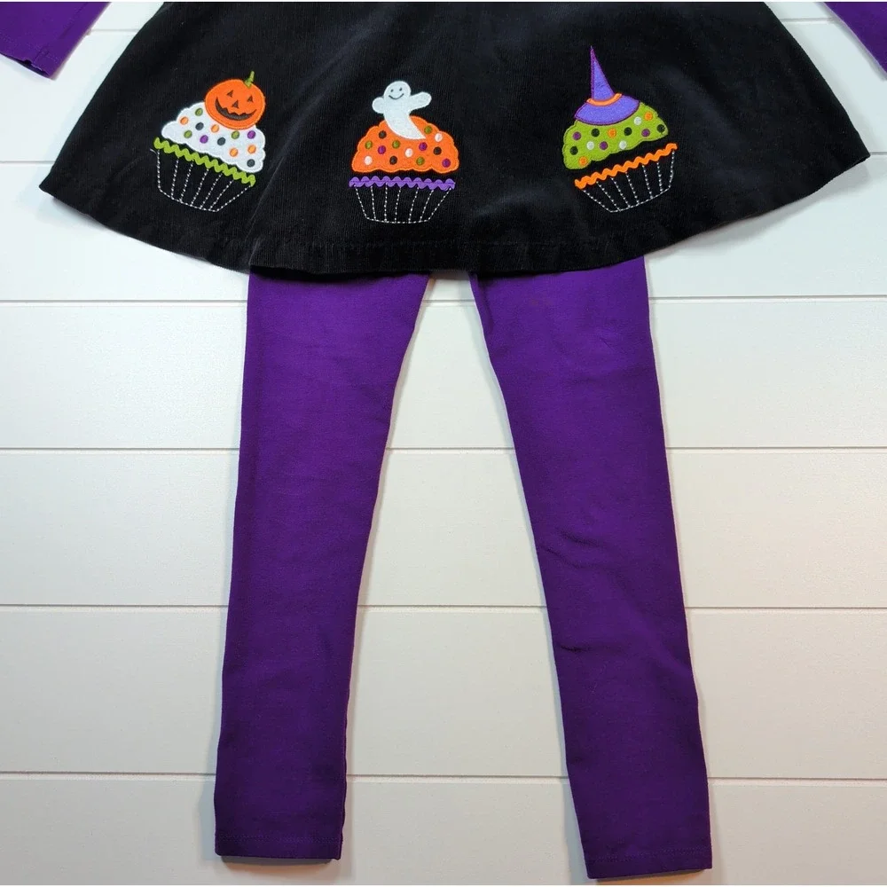 Allison Ann Dress Girls Set 6 Black Purple Halloween Cupcake Corduroy Girlcore